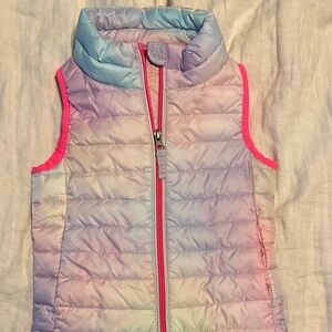 Amazon Girls Pastel Ombre Puffer Vest with Pink Trim